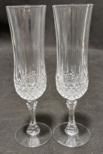 Load image into Gallery viewer, 4 Longchamp Pattern Crystal Fluted Champagne Glasses
