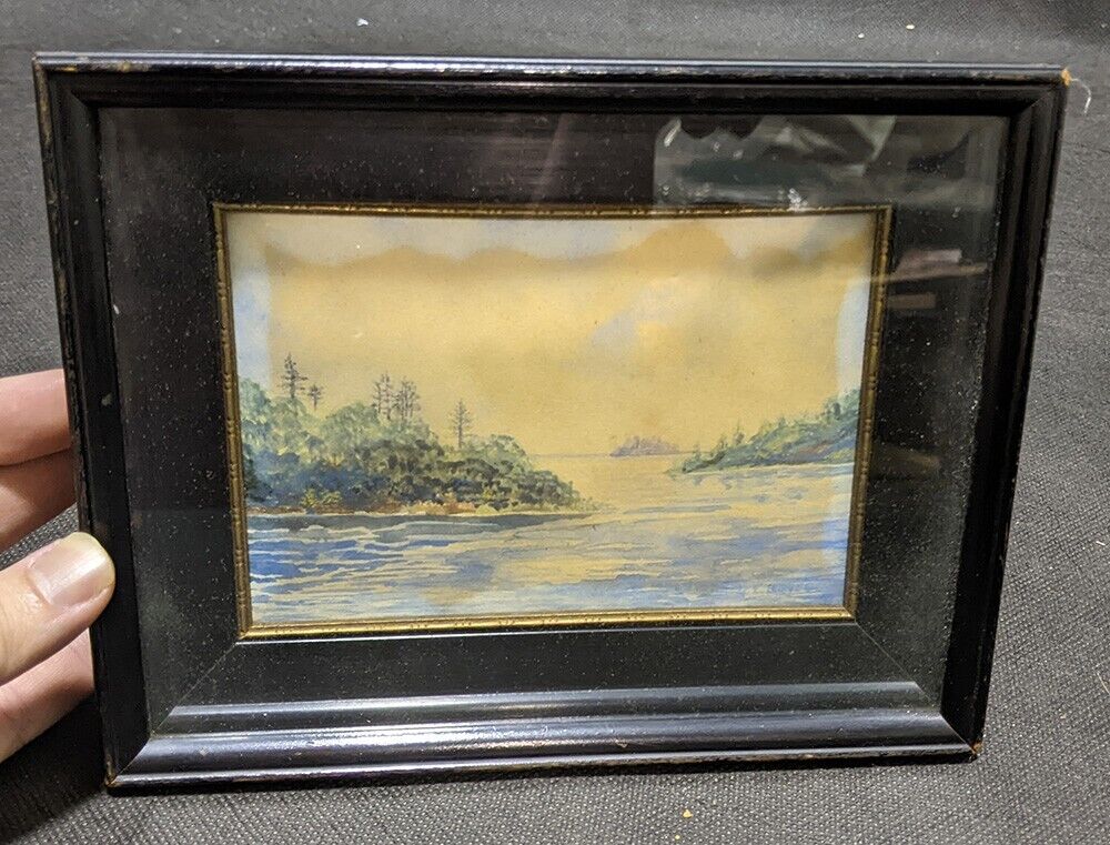 Small Framed Watercolour - Looking Out To Sea - 8