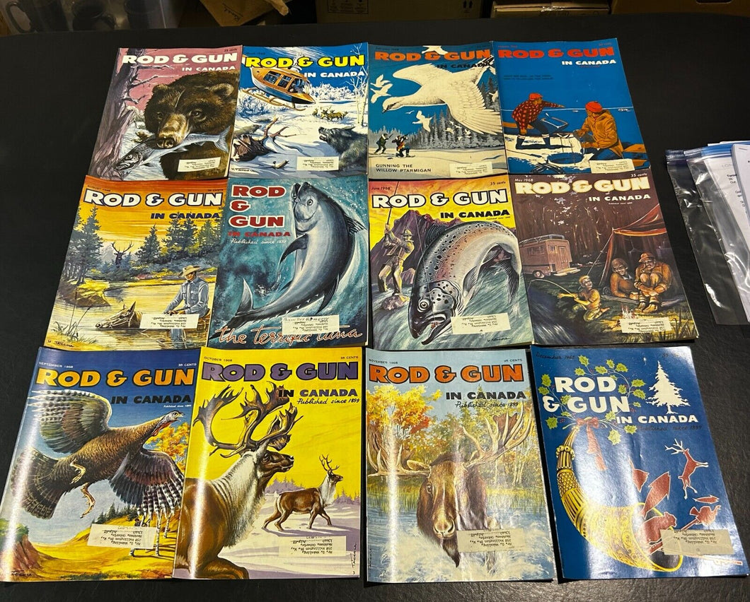 1968 Rod & Gun in Canada lot of 12 magazines