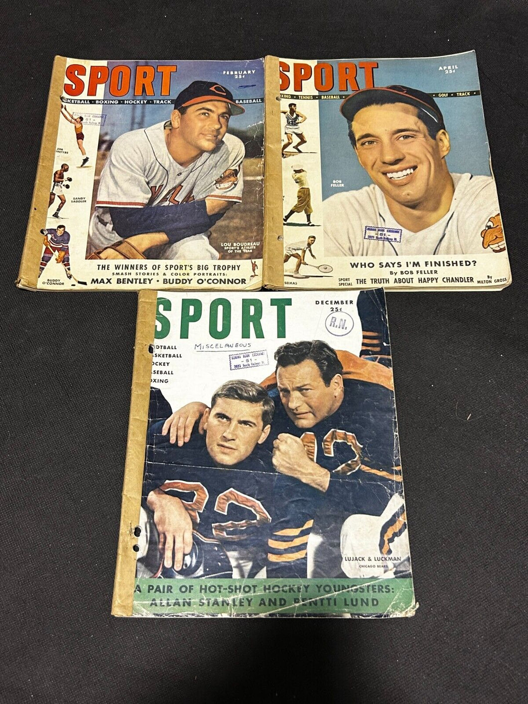 1949 February, April, December Lot of 3 Sport Magazine
