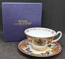 Load image into Gallery viewer, ROYAL WORCESTER Bone China Diamond Jubilee Tea Cup &amp; Saucer - In Box
