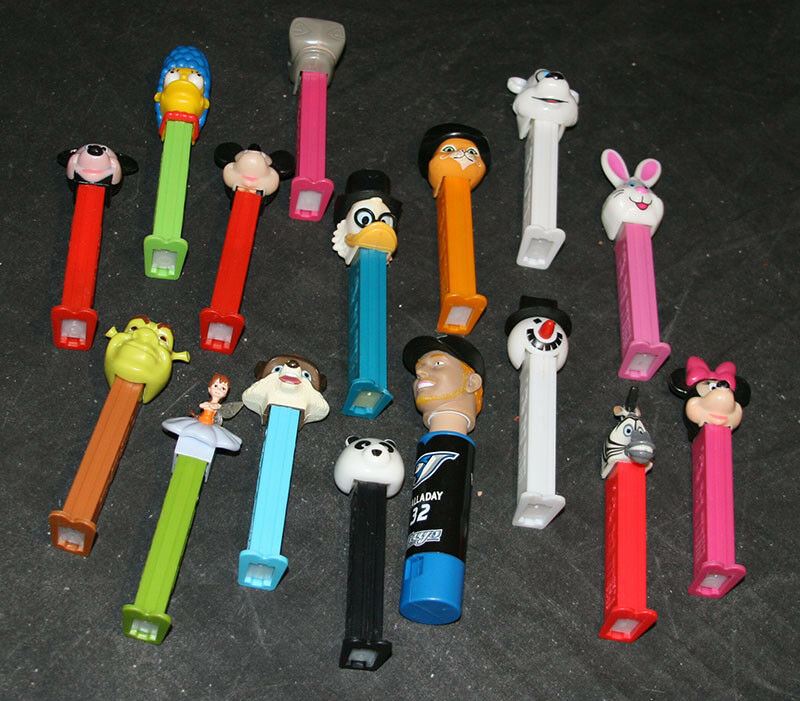Collection Of Various PEZ Dispensers (16) Roy Halladay, Shrek, Mickey Mouse Etc.
