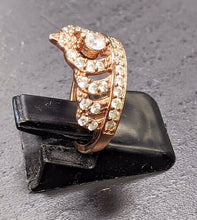 Load image into Gallery viewer, Rose Tone Sterling Silver &amp; Crystal Tiara Shaped Ring - Size 5
