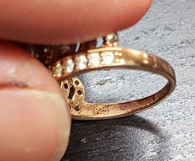 Load image into Gallery viewer, Rose Tone Sterling Silver &amp; Crystal Tiara Shaped Ring - Size 5
