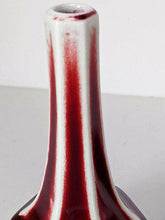 Load image into Gallery viewer, Pair of Asian Ox Blood Red &amp; White Rose Single Stem Bud Vases
