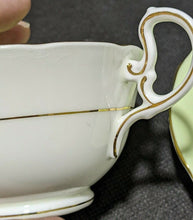 Load image into Gallery viewer, AYNSLEY Fine Bone China Cup &amp; Saucer -- Soft Green, Gold Trim, Bouquet In Bowl
