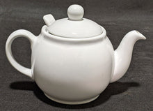 Load image into Gallery viewer, Small, White Ceramic Bachelors Teapot With Infuser Inside
