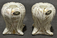Load image into Gallery viewer, Pair of Ceramic Candle Stick Holders by Haeger with Gold Tweed Glaze (22Kt)

