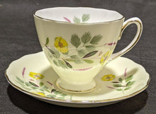 Load image into Gallery viewer, COLCLOUGH Bone China Tea Cup &amp; Saucer - Yellow With Floral Pattern
