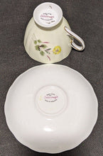 Load image into Gallery viewer, COLCLOUGH Bone China Tea Cup &amp; Saucer - Yellow With Floral Pattern
