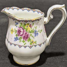 Load image into Gallery viewer, Royal Albert Bone China Tea Cup &amp; Saucer Set - Petit Point - Cream &amp; Sugar
