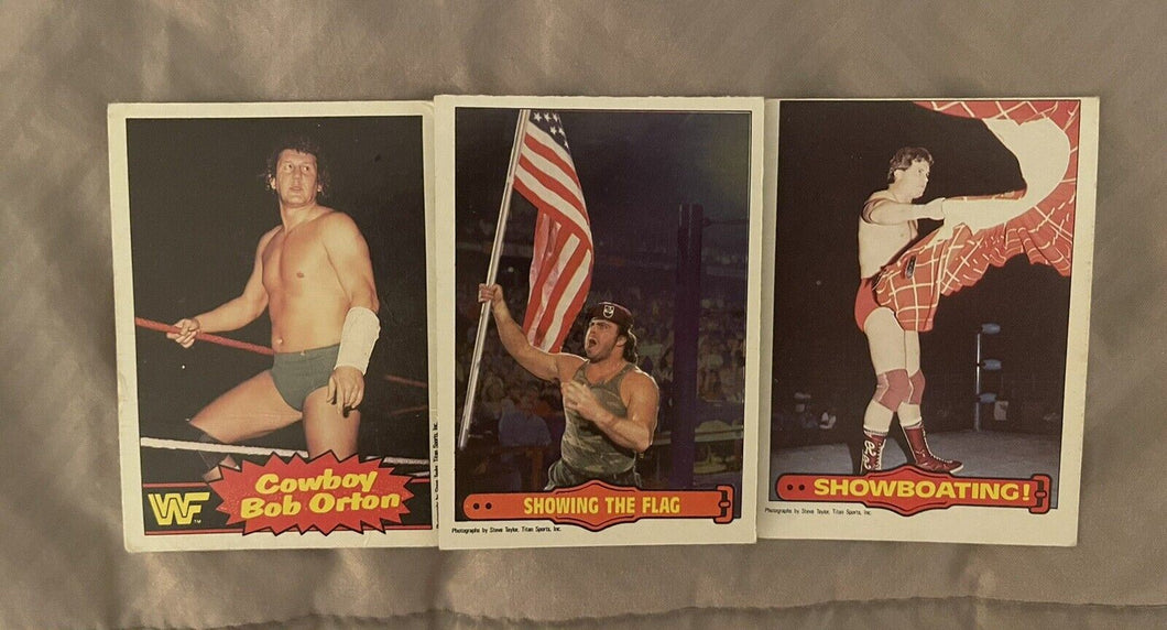 WWF O Pee Chee cards #12 Orton, #13 Showing the flag, #14 showboating