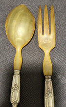 Load image into Gallery viewer, Resin Topped Silver Plate Handle Salad Serving Set - Believe To Be Christofle
