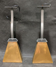 Load image into Gallery viewer, 2 Beautiful Hard Wired, Copper Based Shade Pendant Lights Art Deco  / MCM
