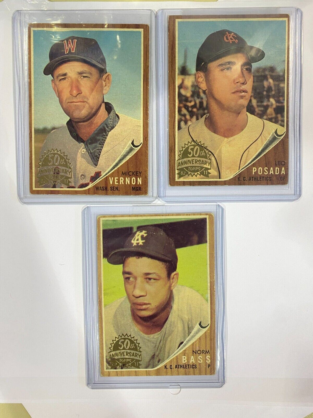 2011 Topps Heritage 50th Anniversary 1962 Buybacks Lot #7 (3 Cards) #122,152,168