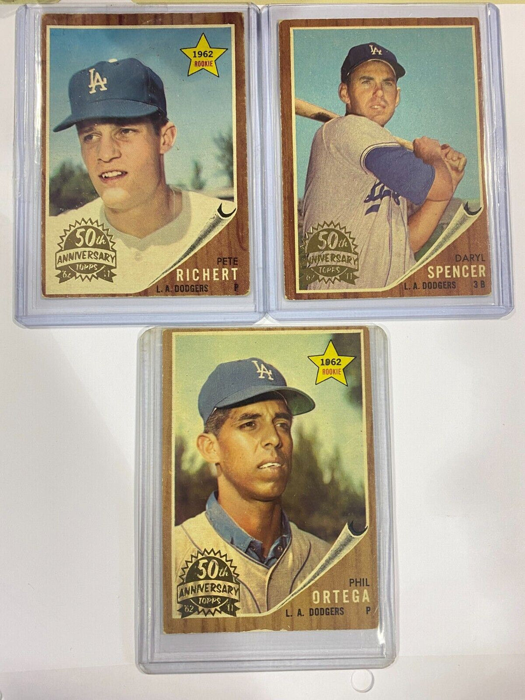 2011 Topps Heritage 50th Anniversary 1962 Buybacks L.A Dodgers lot 3 cards