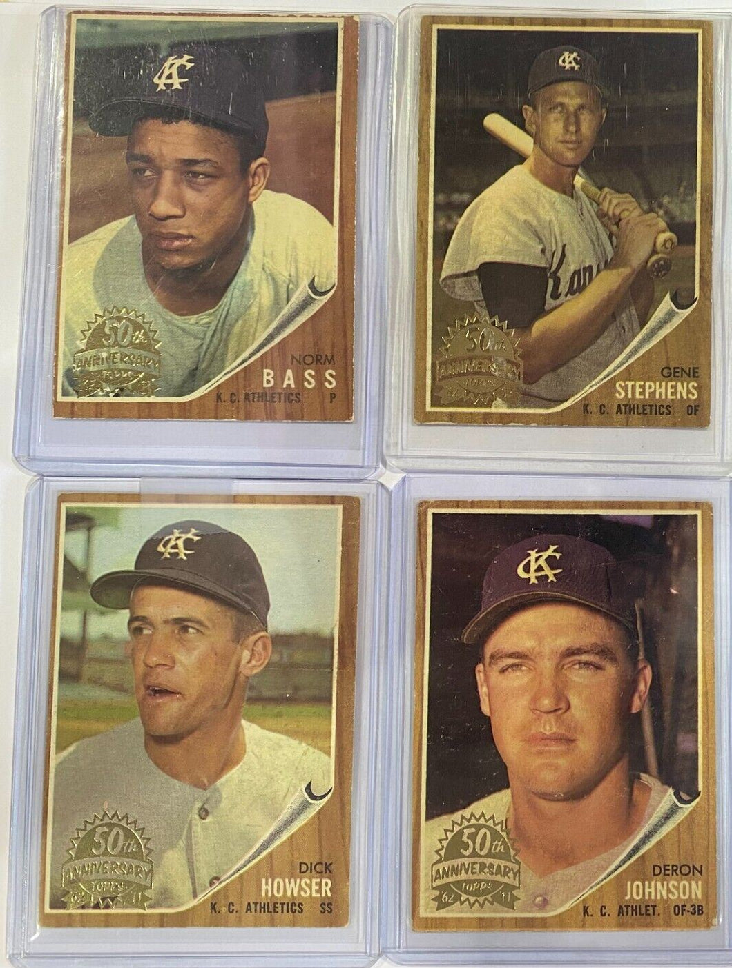 2011 Topps Heritage 50th Anniversary 1962 Buybacks K.C Athletics lot of 4 cards