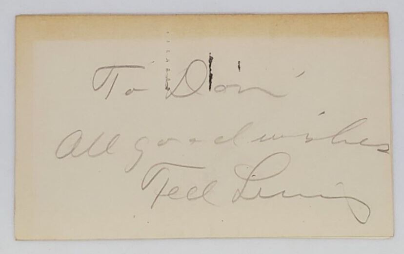 Hollywood Musician Ted Lewis Autographed Note