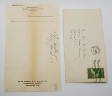 Load image into Gallery viewer, Military Letter Major General A.B. Quinton Jr. (w/ envelope)
