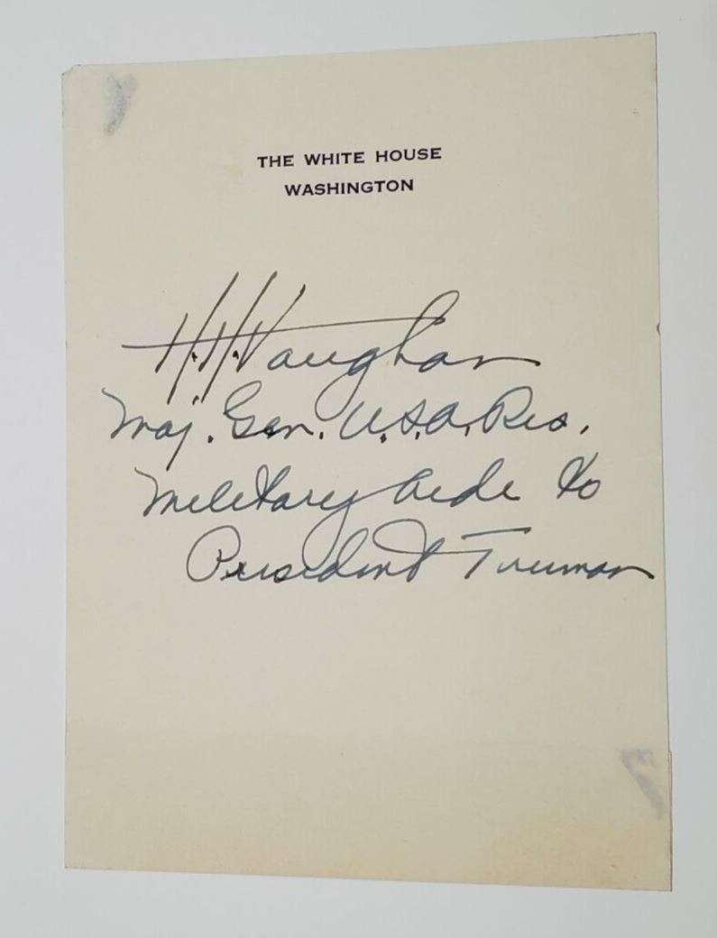 Military Autograph General Harry H. Vaughan