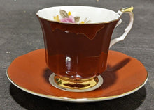 Load image into Gallery viewer, Elizabethan Staffordshire Bone China Tea Cup &amp; Saucer - Maroon &amp; Autumn Flowers
