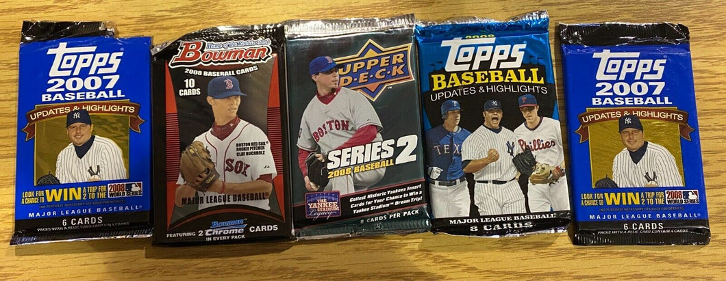 2007-2008 Topps and Upper deck sealed packs of baseball cards