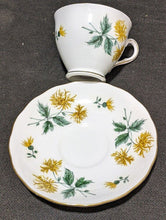 Load image into Gallery viewer, Colclough Bone China Tea Cup &amp; Saucer -- Golden Floral Sprig Design
