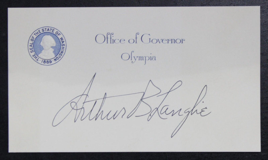 Arthur Langlie Autograph (Governor of Washington, 1941-1945 & 1949-1957)