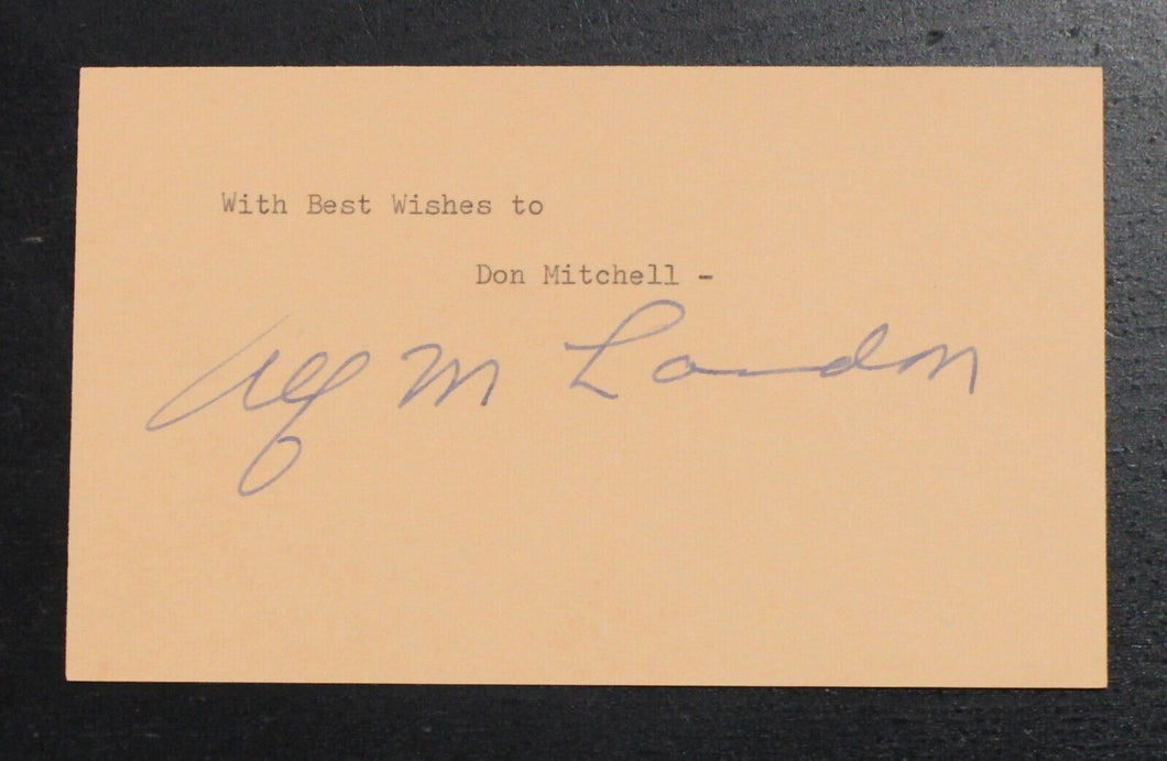 Alf M. Landon Autograph (Governor of Kansas, 1933-1937)