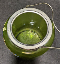 Load image into Gallery viewer, Vintage Hand Painted Green Glass Biscuit Barrel - As Is
