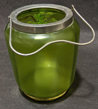 Load image into Gallery viewer, Vintage Hand Painted Green Glass Biscuit Barrel - As Is
