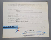 Load image into Gallery viewer, 1950s Citroen iD 19 Hydro-Pneumatic Brochure
