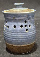 Load image into Gallery viewer, Beautiful Earth Tone Blue &amp; Brown Pottery Garlic Jar
