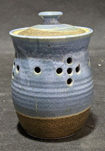 Load image into Gallery viewer, Beautiful Earth Tone Blue &amp; Brown Pottery Garlic Jar
