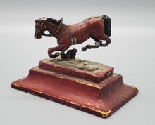 Load image into Gallery viewer, Painted Lead Horse Figure on Wooden Platform
