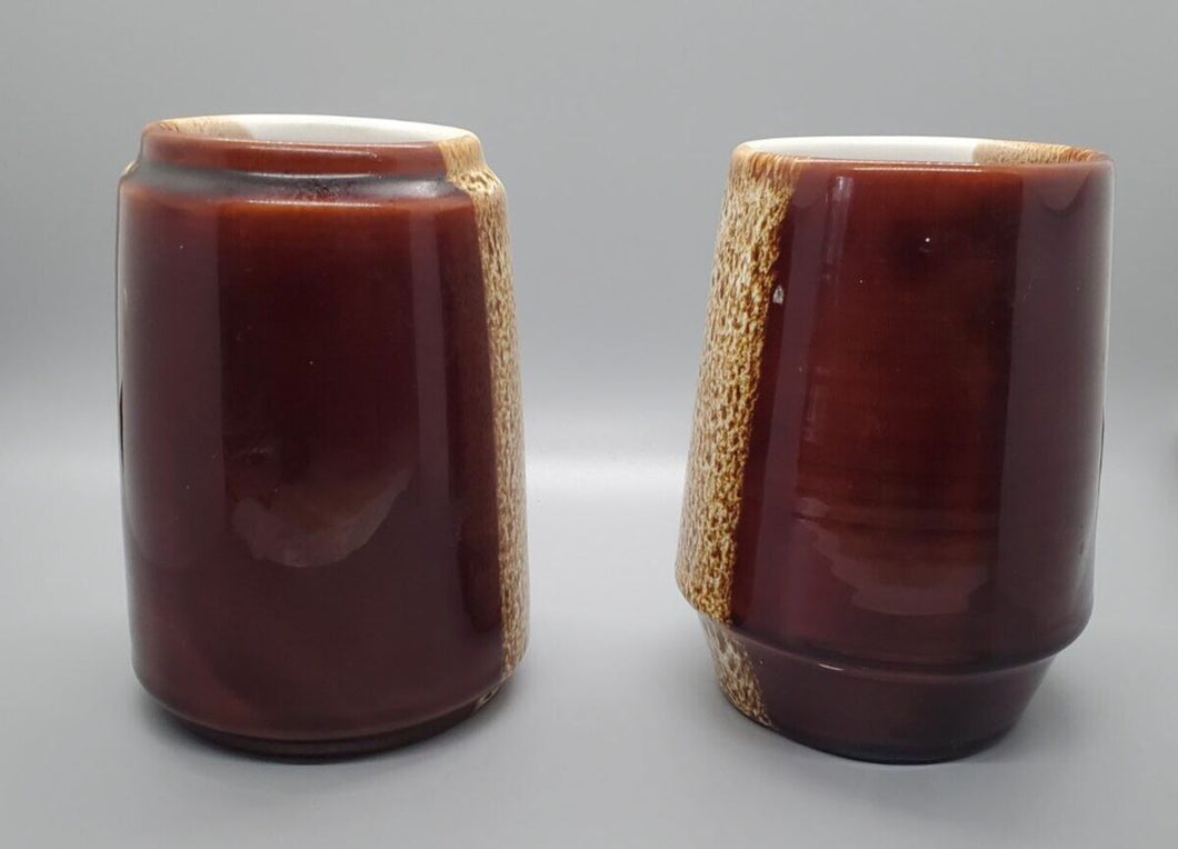 Vintage Poole Pottery Mugs / Cylinders - Earth Tones x2