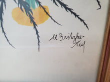 Load image into Gallery viewer, Antique Framed Flowers Print - Signed - D
