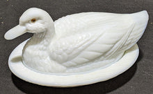 Load image into Gallery viewer, Vintage Westmoreland Milk Glass Covered Butter Dish - Duck on Nest
