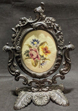 Load image into Gallery viewer, Art Nouveau Dresser Swinging Mirror Frame With Needlepoint Artwork
