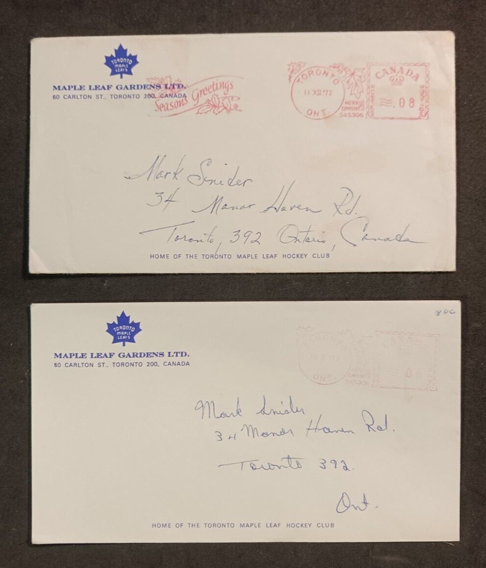 1972 Vintage Maple Leaf Gardens Envelope x 2