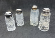 Load image into Gallery viewer, Crystal Glass Salt &amp; Pepper Shakers STERLING TOPS 2 pairs Lot #10
