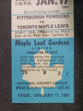 Load image into Gallery viewer, 1991 Maple Leafs vs Penguins Tickets Stub
