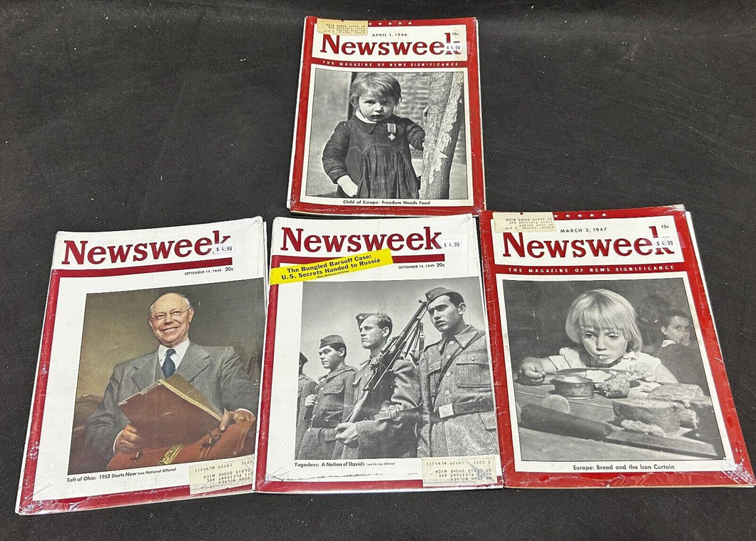 1946-49 Vintage Newsweek lot of 4 Magazine, NM Condition