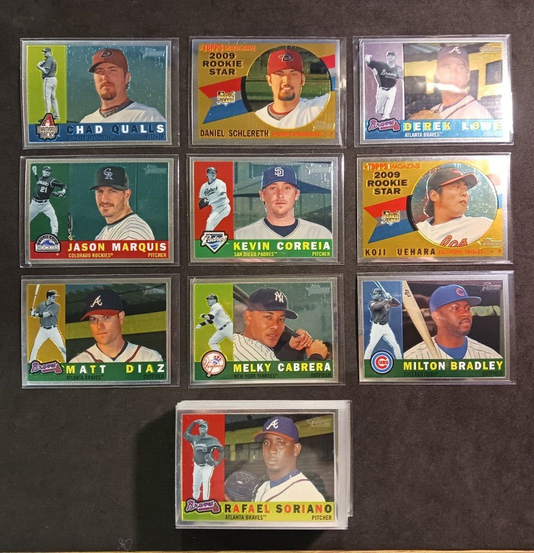 2009 Topps Heritage Chrome Holo Baseball Cards Lot of 47