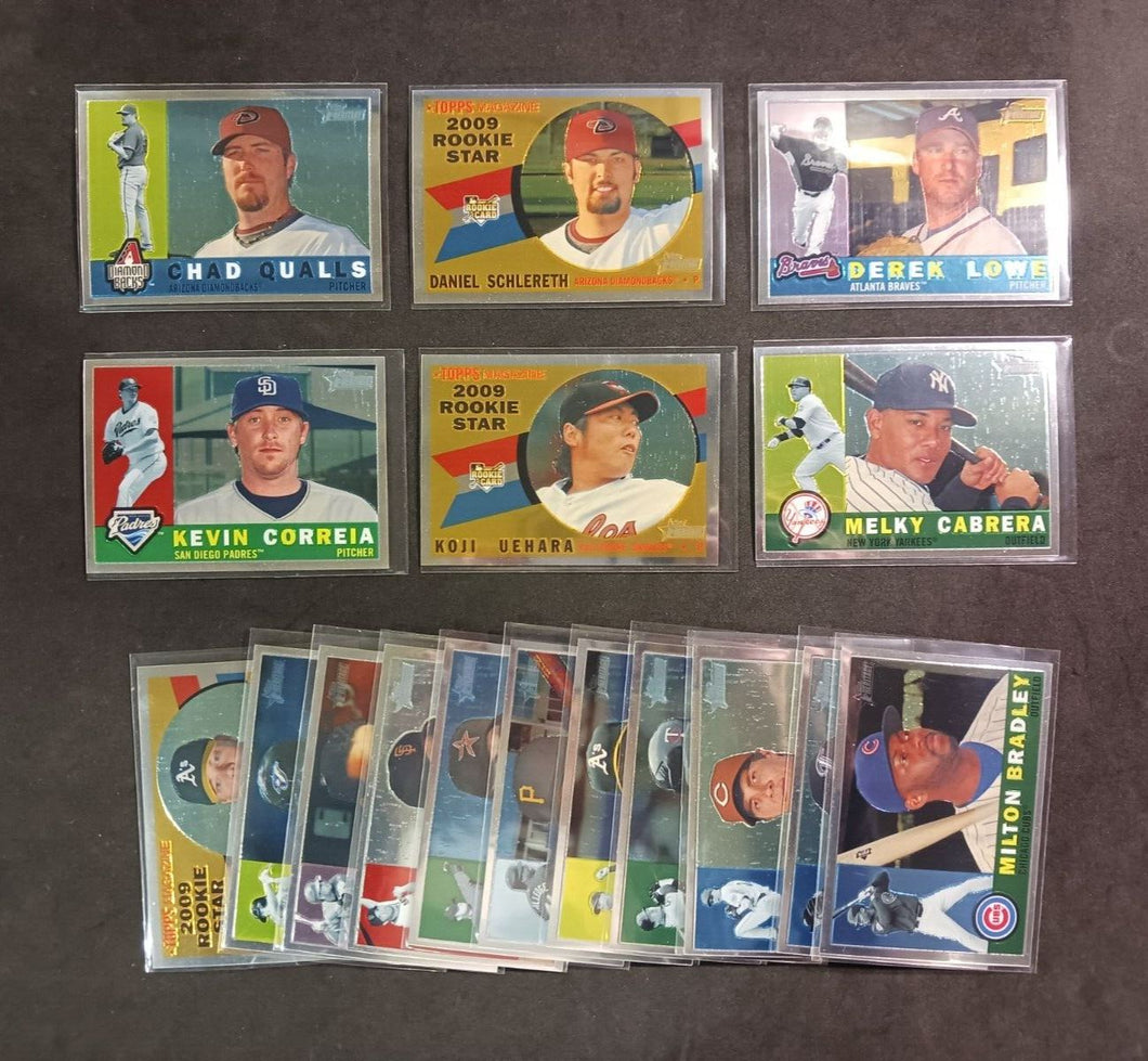 2009 Topps Heritage Chrome Holo Baseball Cards Lot of 17