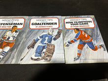 Load image into Gallery viewer, 1970 Hockey Tips Books for Forward, Defence, Goaltender, Improve your Game, VG
