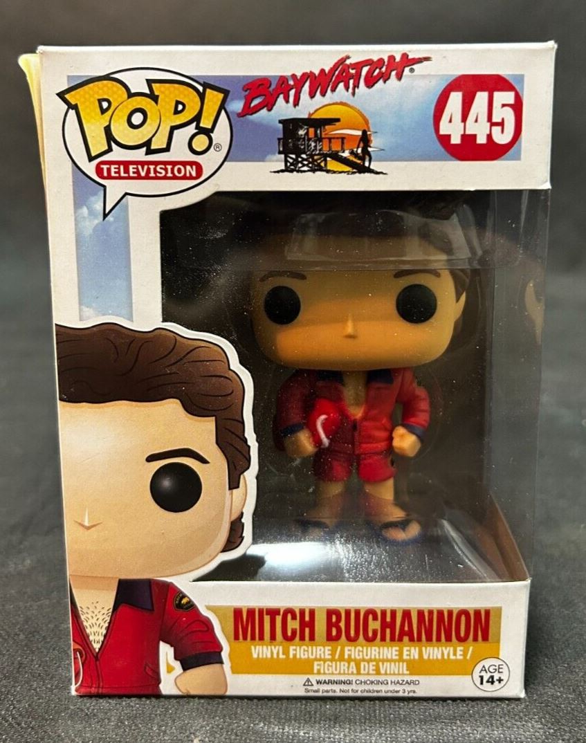 Funko Pop BayWatch Mitch Buchanon Vinyl Figure with Stickers attached, EX