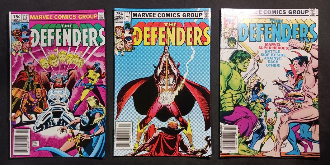 1982 The Defenders #117, 118 and 119 Marvel Comics, CPV, Newsstand, High Grade