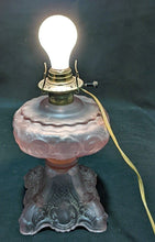 Load image into Gallery viewer, Vintage Pink Depression Glass Electrified Oil Lamp - No Chimney
