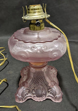 Load image into Gallery viewer, Vintage Pink Depression Glass Electrified Oil Lamp - No Chimney
